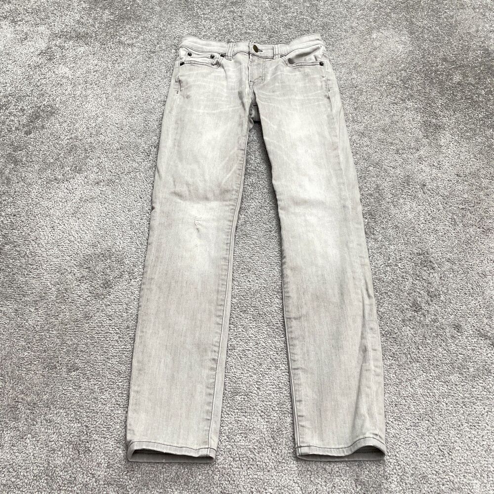 J.Crew Stretch Low Rise Skinny Denim Jeans Womens 2 Washed Gray Casual 26x27